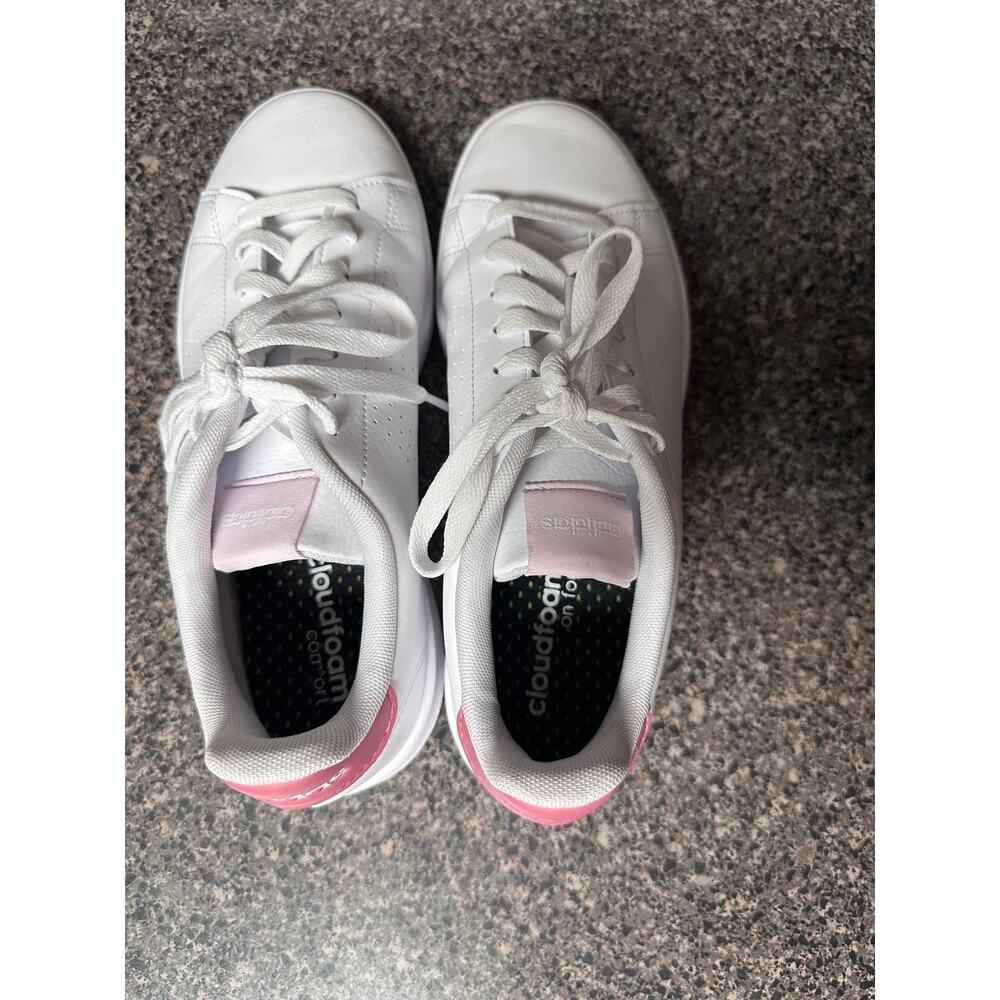 Adidas Advantage Court Sneakers White Pink Cloudfoam Women’s Size 8 - Picture 4 of 8